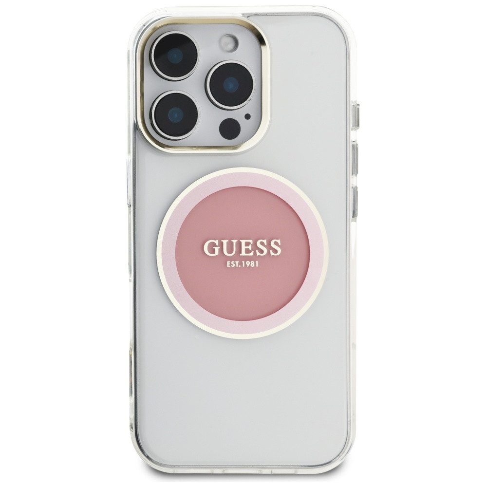 Guess Handyhülle Schutzhülle Magnethülle Hartschale 6,3 Zoll, MagSafe, Hardcase, Kameraschutz, kabelloses Laden