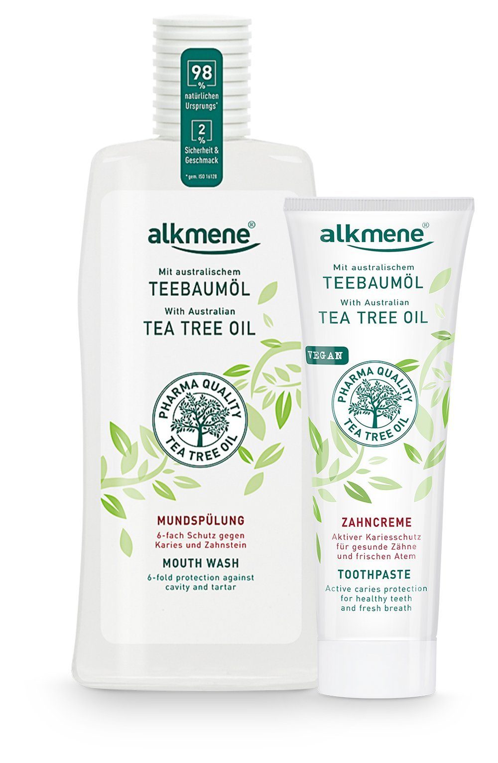 Zahnpasta Zahnpasta & Mundspülung mit australischem Teebaumöl - Zahncreme für empfindliche Zähne - Mundwasser schützt vor Karies, Zuckersäuren & Zahnstein - Ohne Silikone, Parabene & Mineralöl