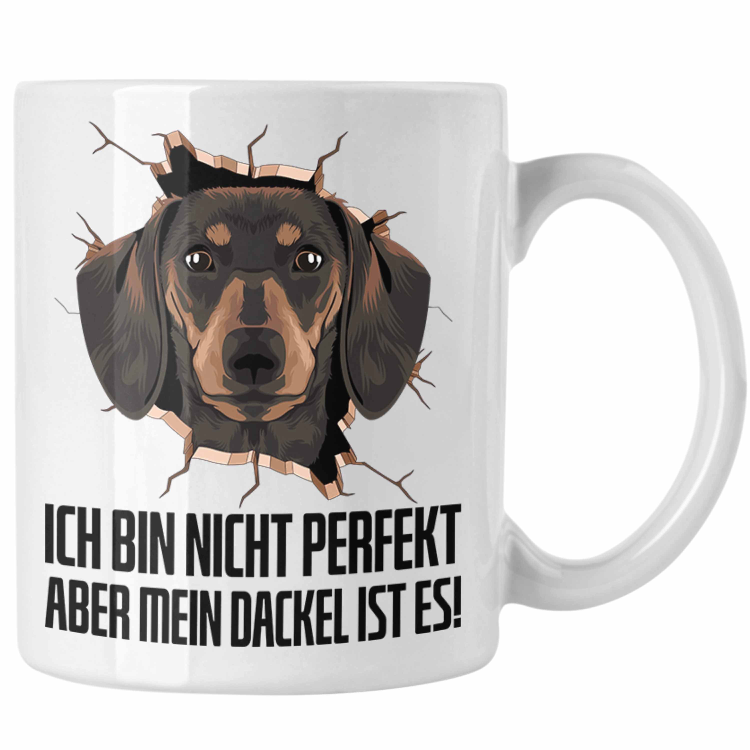 Trendation Tasse Dackel 3D Grafik Tasse Geschenk für Dackelbesitzerin Kaffee-Becher Ich Weiss
