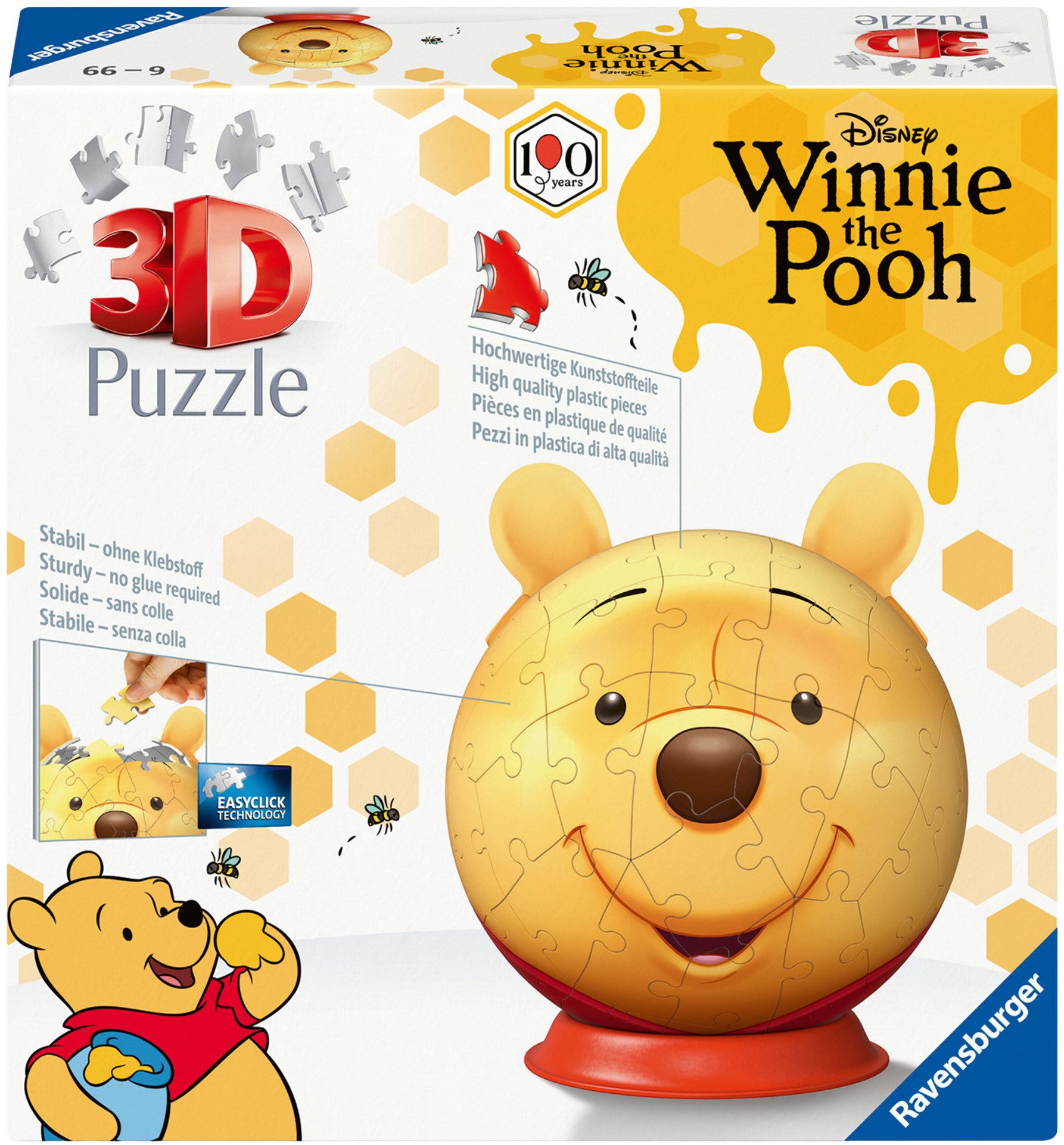Ravensburger Puzzleball Disney Winnie Puuh mit Ohren, 72 Puzzleteile, Made in Europe