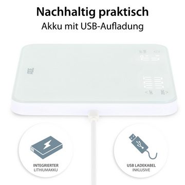 ADE Küchenwaage KE2100 Digitale Waage mit Akku (Aufladen per USB-Kabel), Aufladung per USB-Kabel, integriertem Timer, perfekt als Kaffeewaage