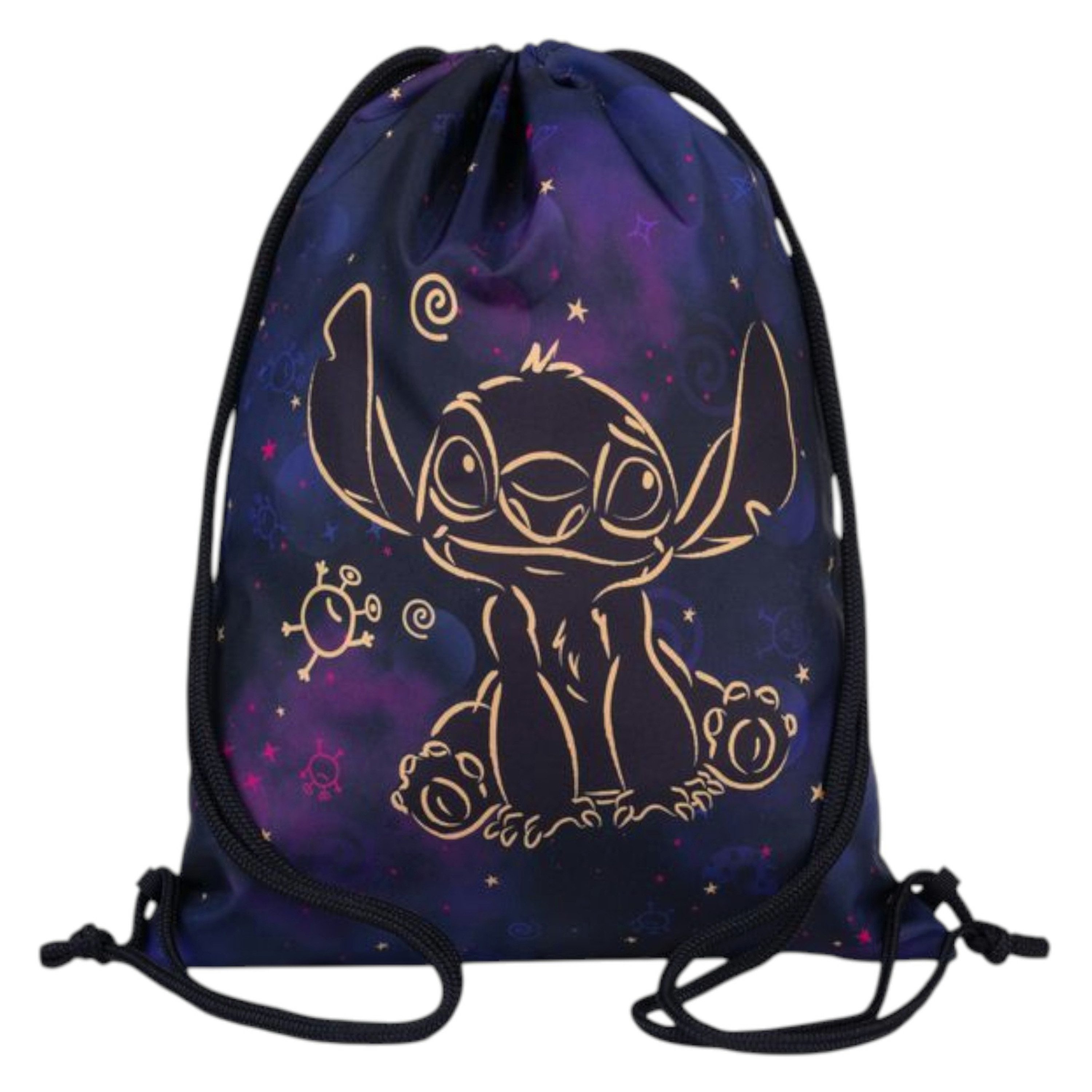GOLDKIDS Schuhbeutel Kordelzugbeutel - Kordelzug Turnbeutel String Schwimmbeutel Kordelzug, Rucksack Streifen für Fitnessstudio Schwimmen Schuhbeutel, - Stitch Motiv - 43 x 33 cm