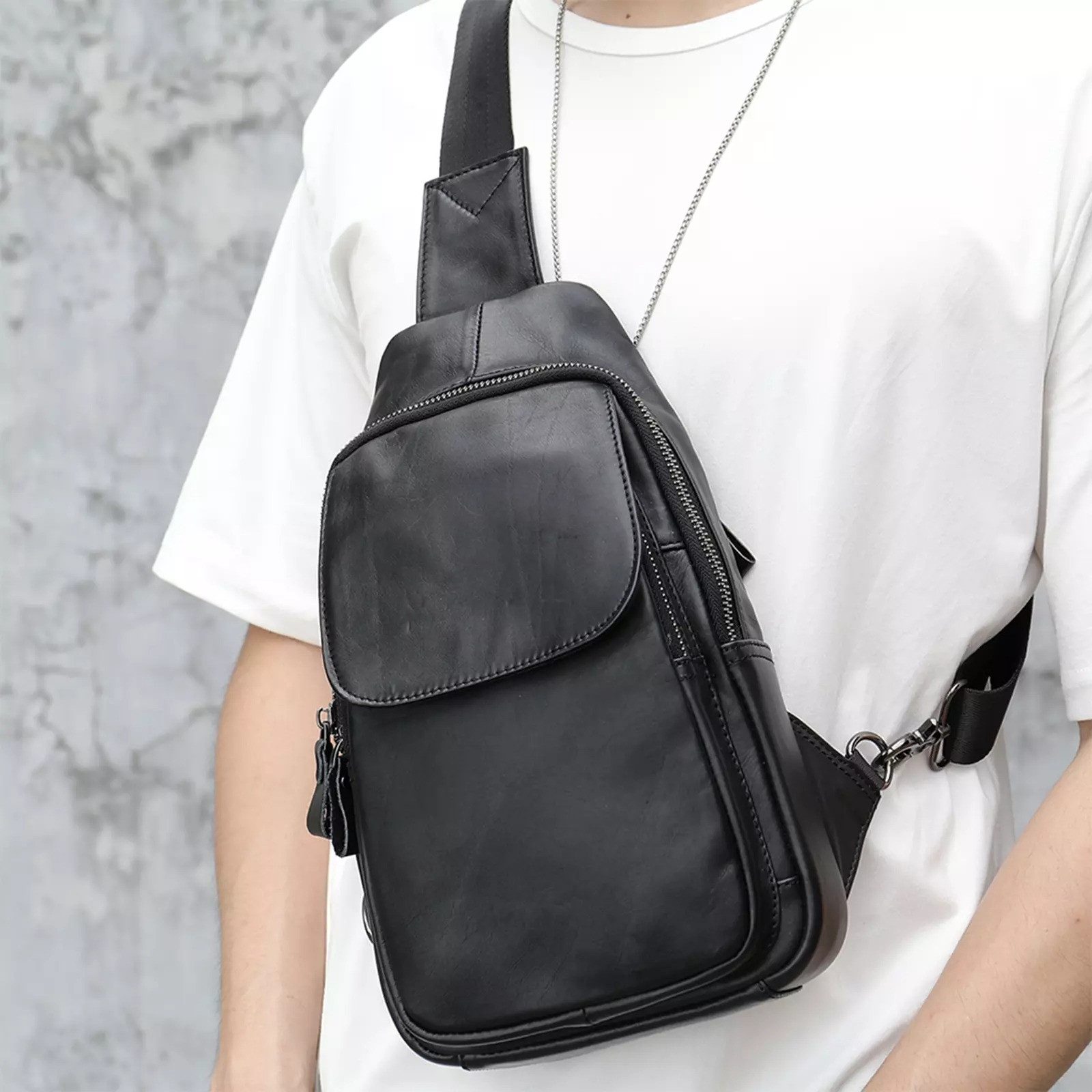YUBRO-STUDIO Messenger Bag Herren Leder Umhängetasche günstig online kaufen
