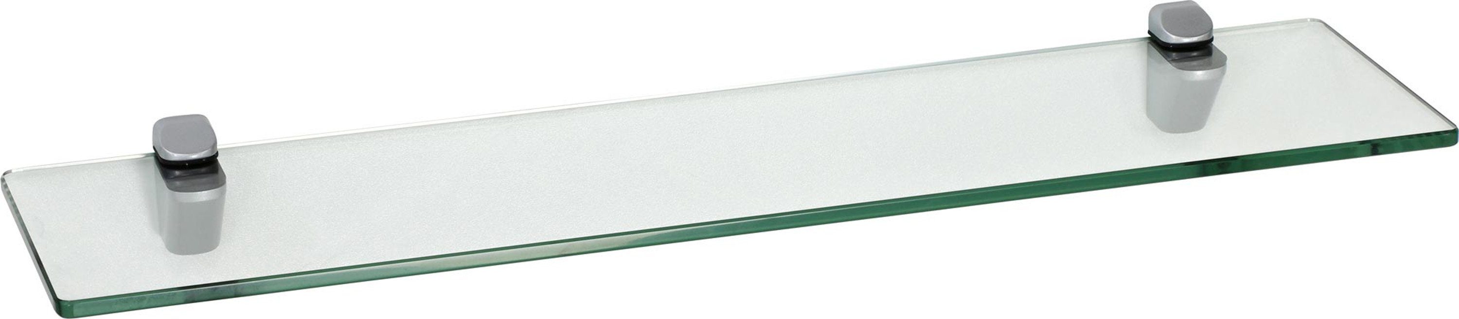 ib style Wandregal Glasregal 8mm eckig klar 90 x 15 cm + Clip CUCALE Silbermatt, ESG-Sicherheitsglas