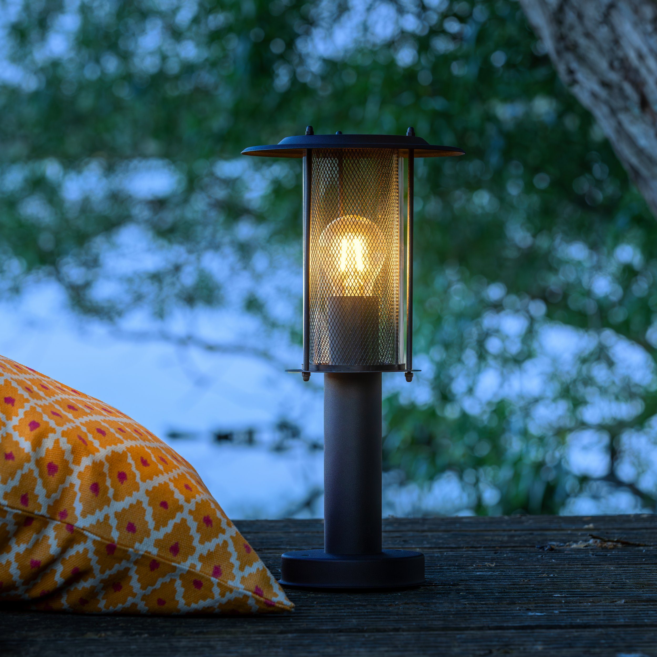 Lightbox Außen-Stehlampe, ohne Leuchtmittel, Außen Sockellampe, 40cm Höhe, Ø 20cm, E27, max. 20W, Metall/Kunststoff