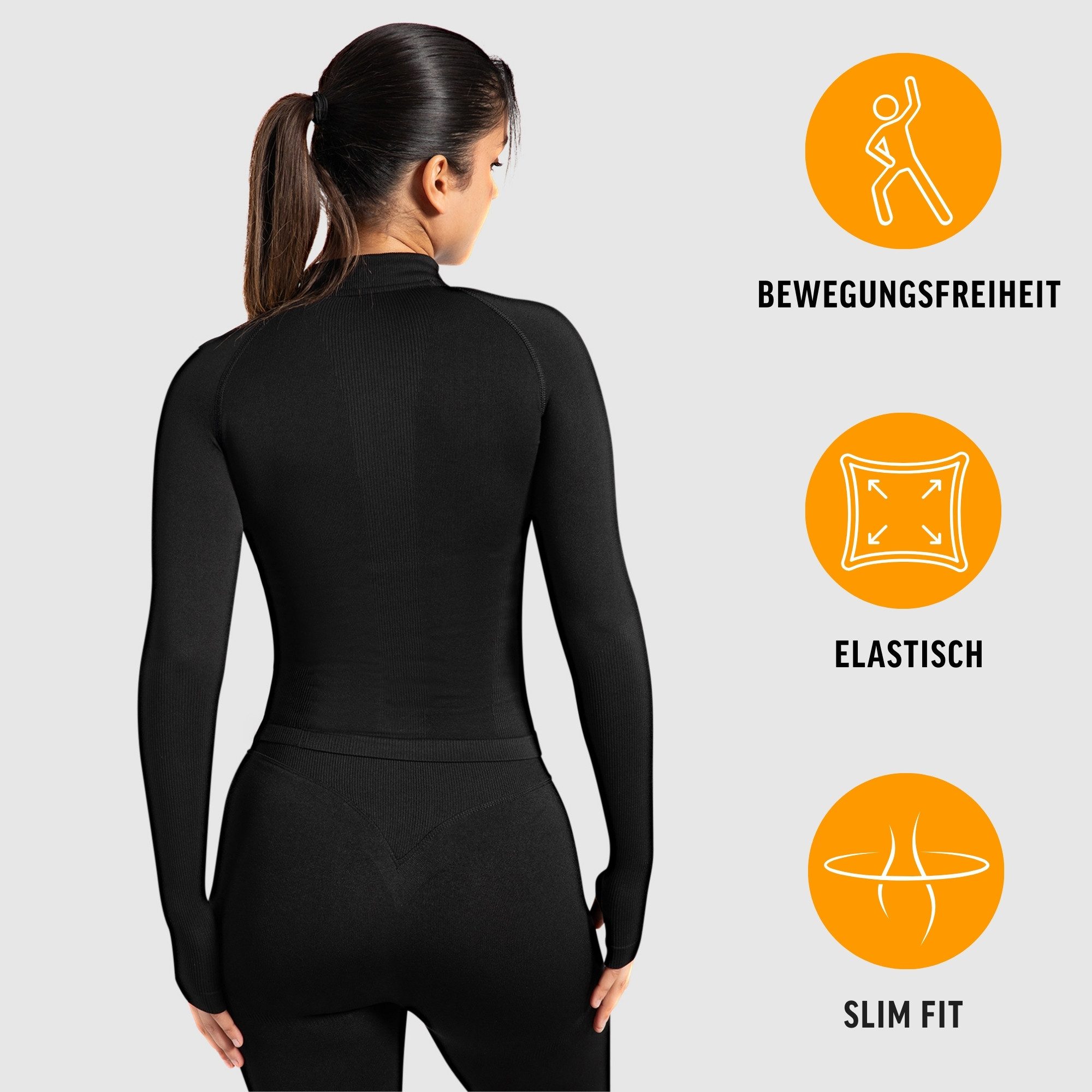 Smilodox Outdoorjacke Revia, Slim Fit Laufjacke mit Stehkragen & Daumenöffnungen, Workout Fitness Oberteil, elastisches Funktionsmaterial, Sportjacke