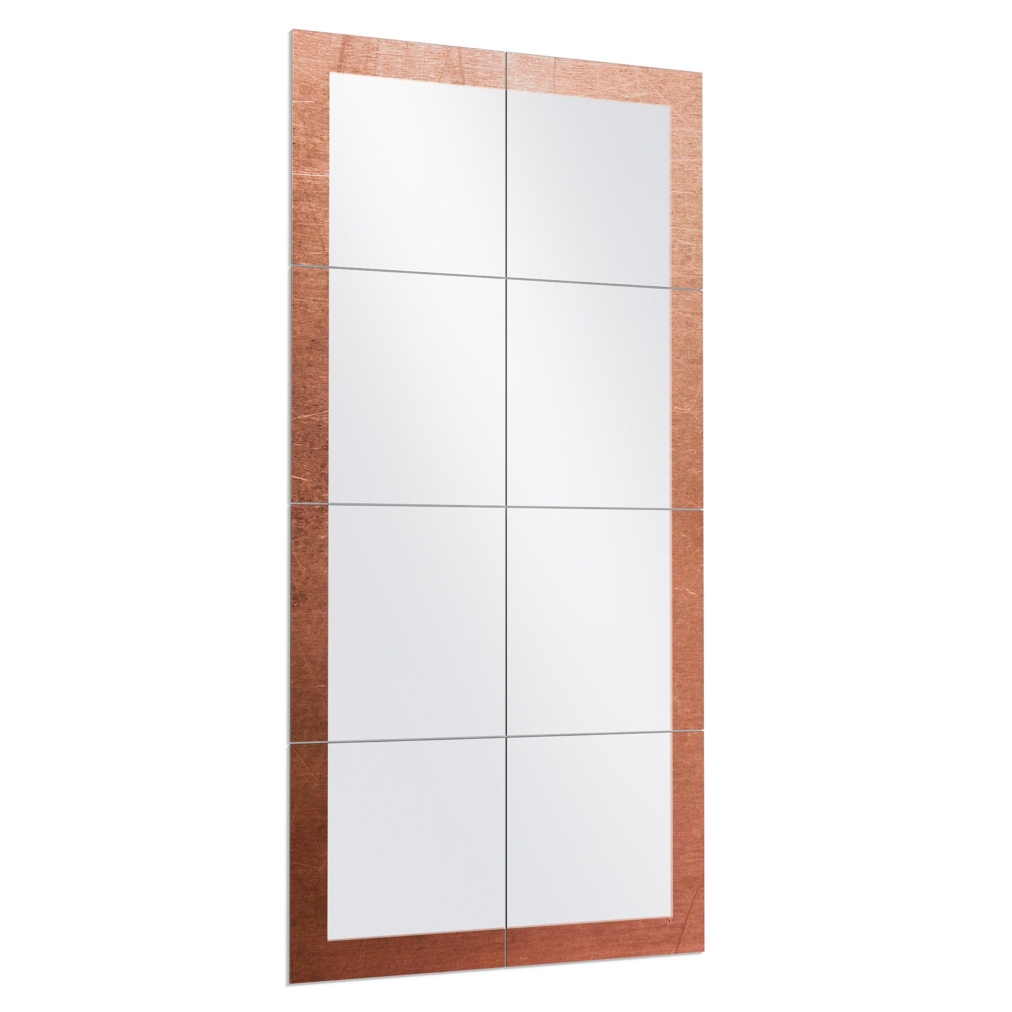 DEQORI Wandspiegel 'Kupferplatte mit Kratzern', Spiegelfliesen Puzzle Wand Spiegel Wohnzimmer Spiegelwand Flur groß