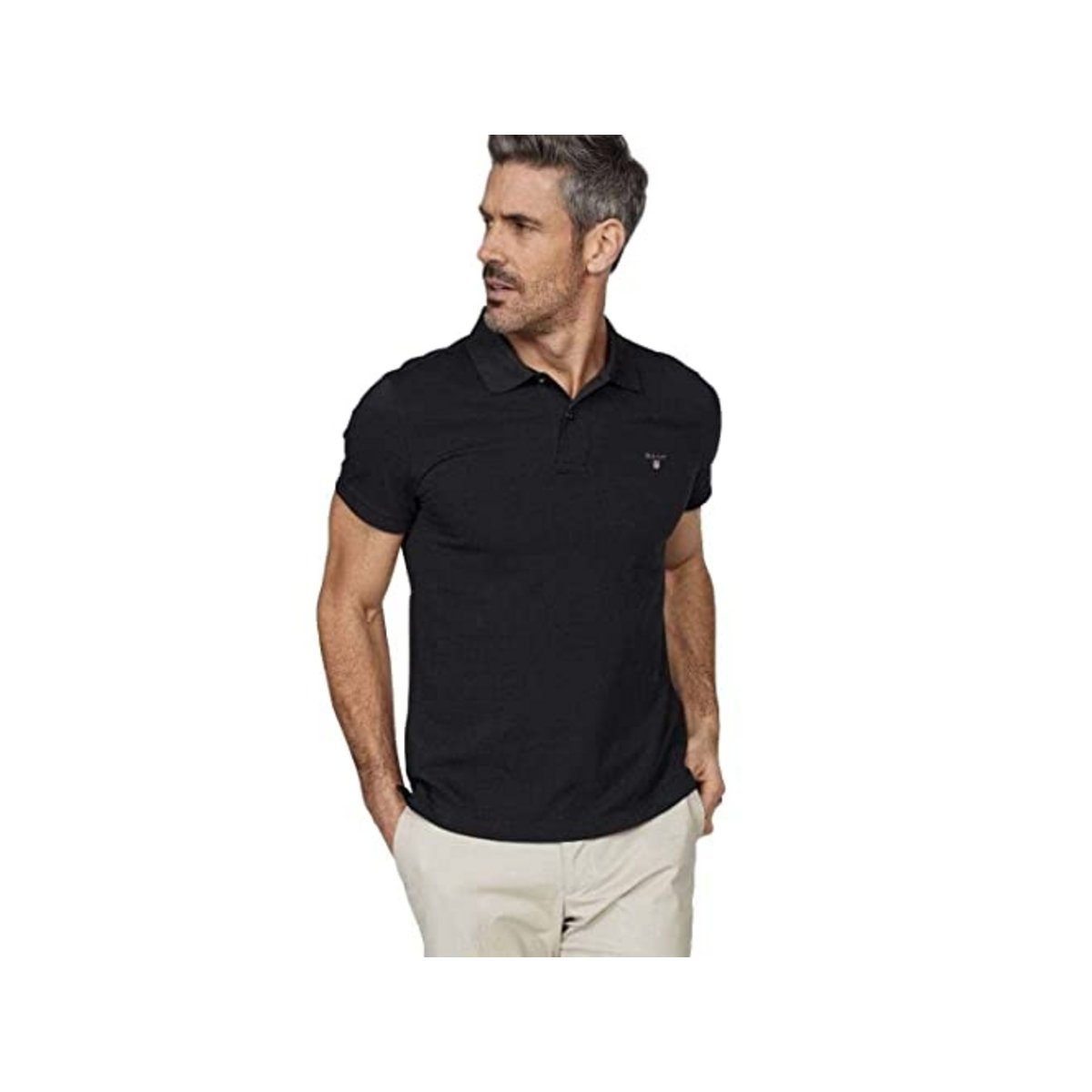 (1-tlg) T-Shirt Gant Black fit schwarz regular
