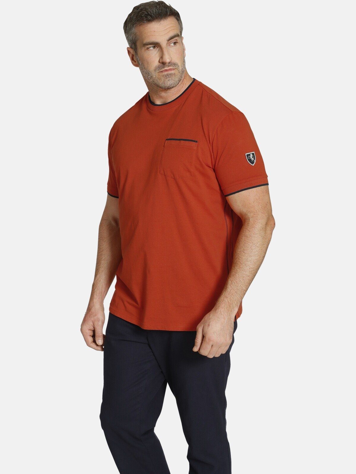 Charles Colby T-Shirt EARL PATON +Fit Artikel, mit Brusttasche orange