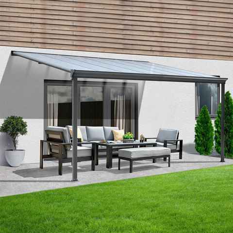 HOME DELUXE Terrassendach Terrassenüberdachung SOLIS Grau, BxT: 312.00x303.00 cm, Bedachung Doppelstegplatten, Ständer und Schienen aus Aluminium