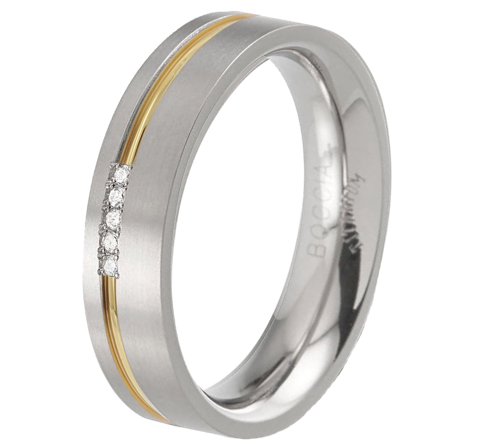 Boccia Fingerring DamenTitan Bicolor mit Diamanten