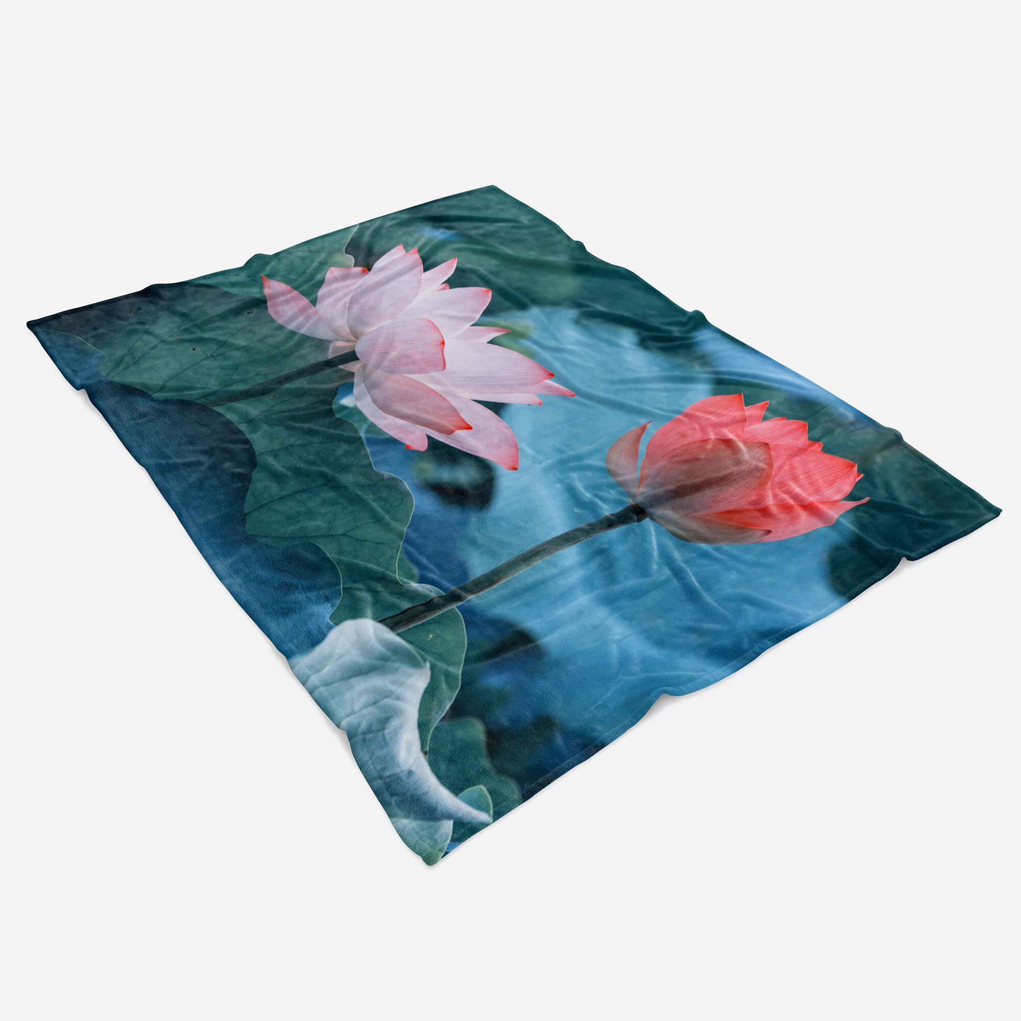 (1-St), Blumen Art mit Handtuch Saunatuch Fotomotiv Lotus Handtücher Baumwolle-Polyester-Mix Sinus Blüte, Handtuch Kuscheldecke Strandhandtuch
