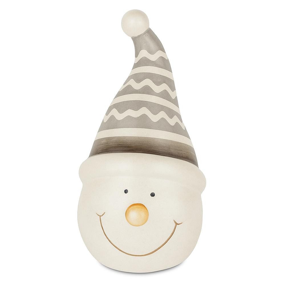RIFFELMACHER & WEINBERGER Christbaumschmuck Schneemann-Gesicht mit Mütze, Weiß Grau, 10 x 17