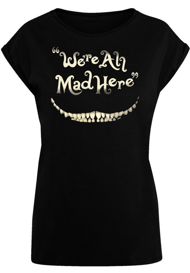 F4NT4STIC T-Shirt Disney Alice im Wunderland Mad Here Smile Premium Qualität,  Sehr weicher Baumwollstoff mit hohem Tragekomfort