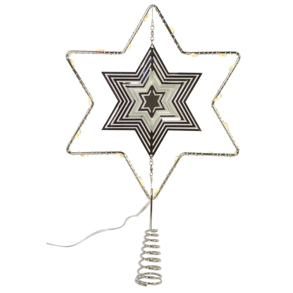 Christbaumspitze Stern mit LED Beleuchtung - 18 x 29 cm