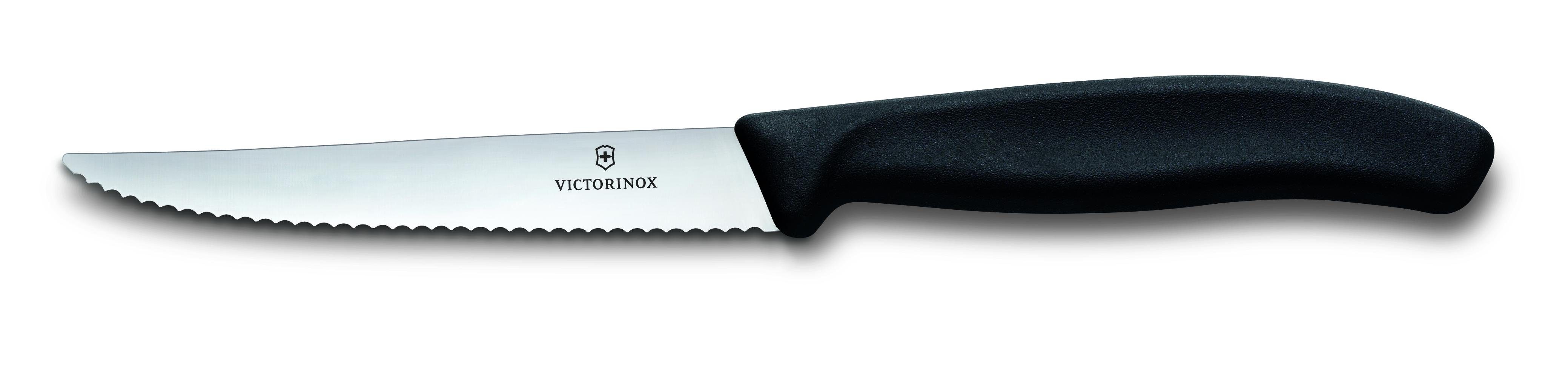 Victorinox Taschenmesser Steakmesser SwissClassic, spitz, Wellenschliff, schwarz