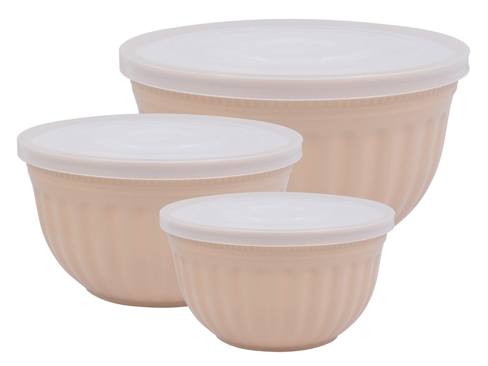 Greengate Schüssel Alice Schüssel mit Deckel creamy fudge Set3, Kunststoff, (Schüsseln & Schalen)