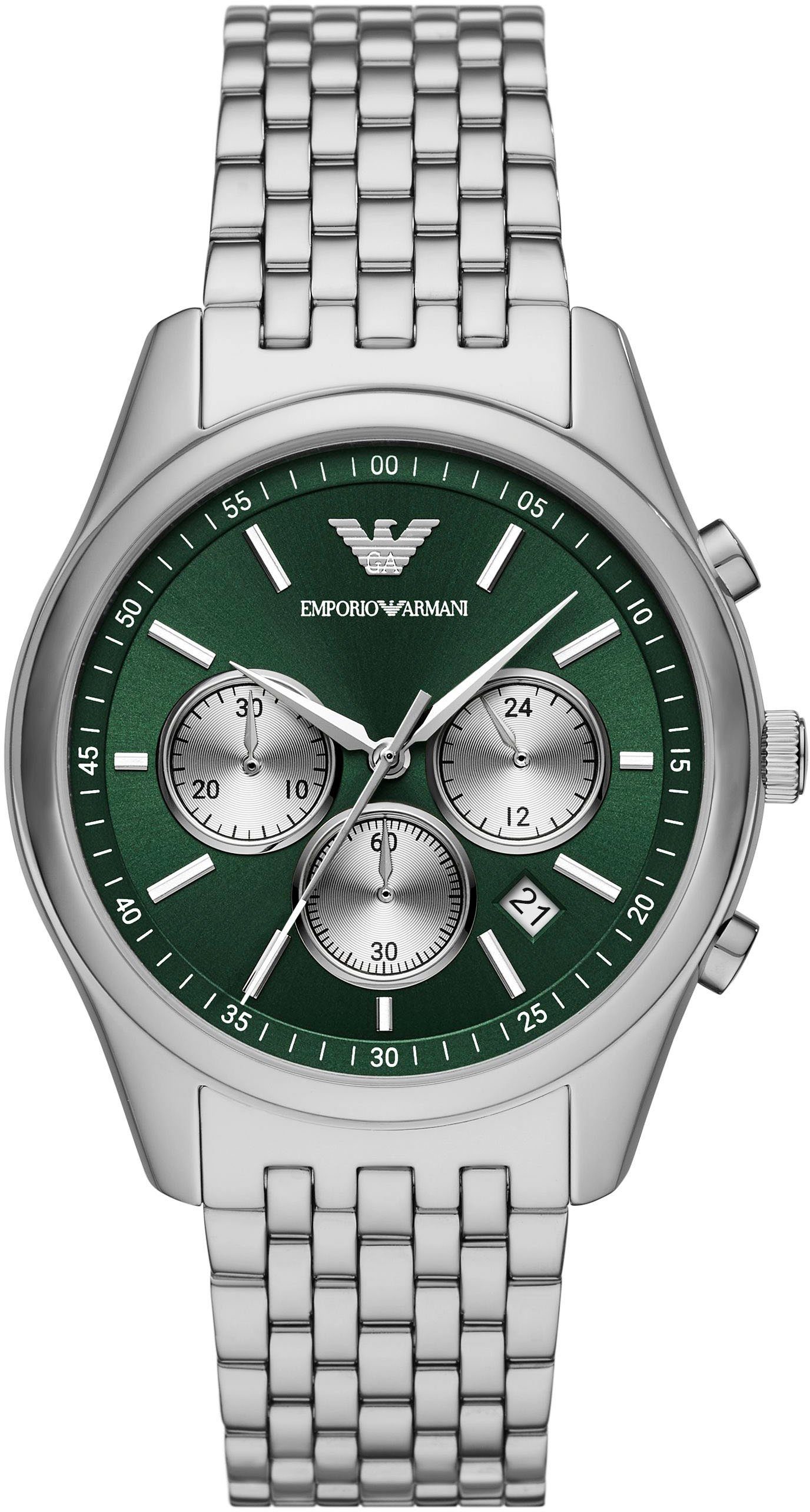 Emporio Armani Chronograph AR11581, Quarzuhr, Armbanduhr, Herrenuhr, Stoppfunktion, Edelstahlarmband,Datum