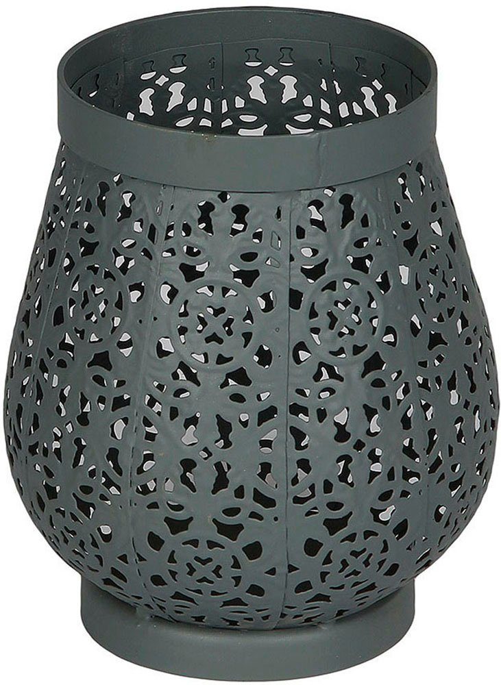 Kerzenlaterne Laterne aus Metall in Grau - (H) 16cm
