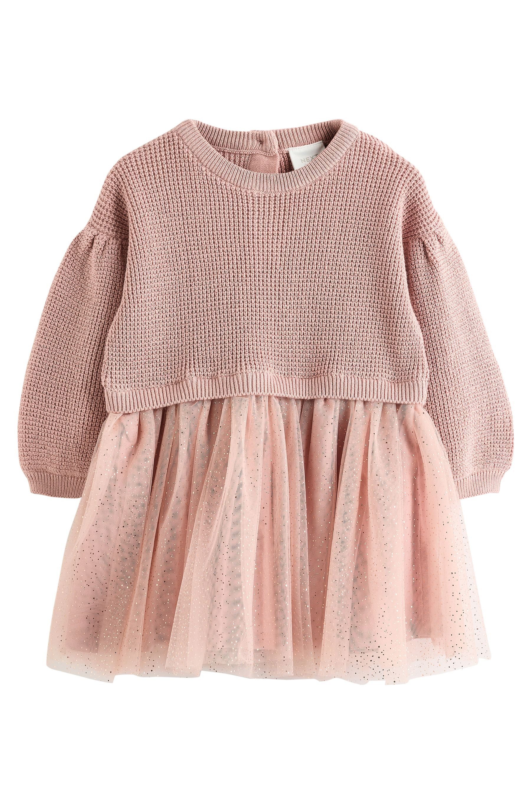 Next Strickkleid Glitzerndes Baby Meshkleid (1-tlg)