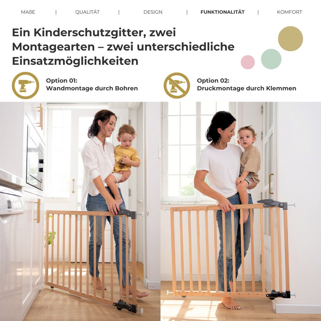 Geuther Türschutzgitter 2714 aus Holz – Klemmen oder Schwenken – 68–102 cm, günstig online kaufen