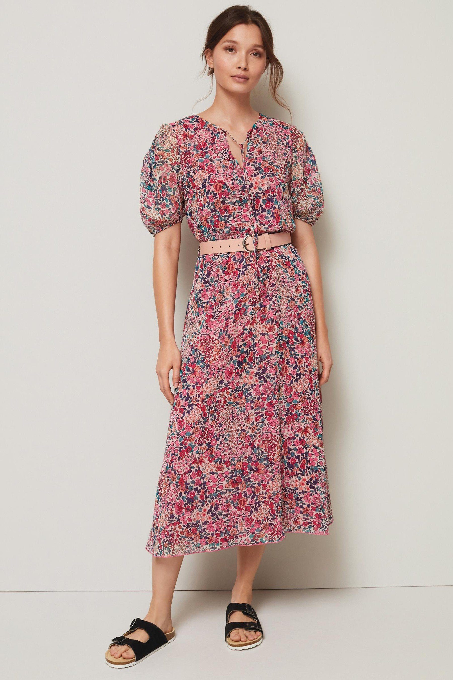 Next Sommerkleid »Kurzärmeliges Kleid mit Gürtel und Bindeschleife« (1-tlg)  online kaufen | OTTO