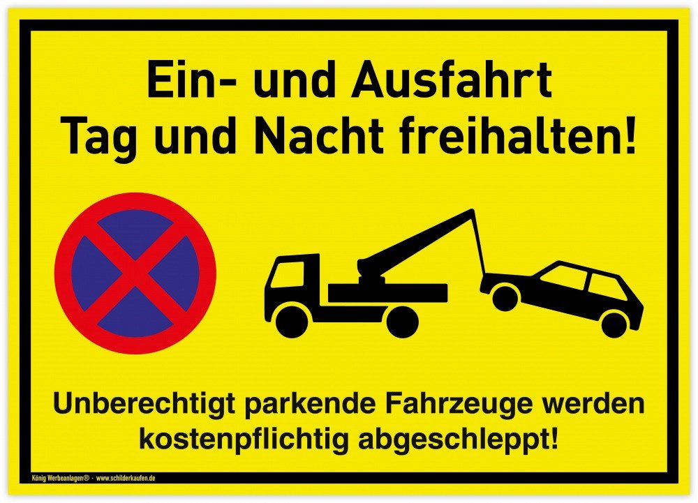 Hinweisschild Großes Schild Ein- und Ausfahrt, PVC 42x30 cm, Tag und Nacht freihal
