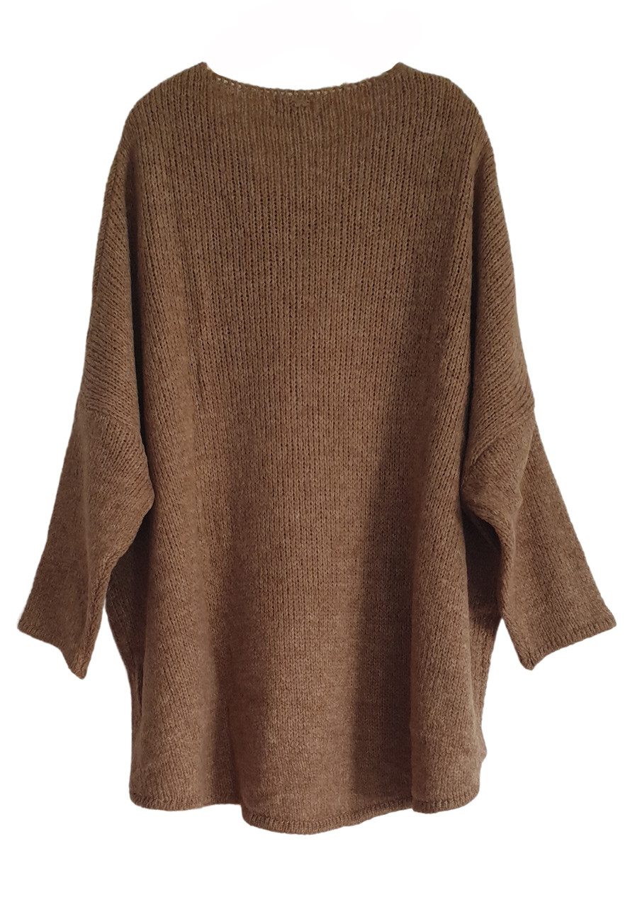 Charis Moda Strickpullover V-​Ausschnitt im Oversized Look vorne kurz hinten lang