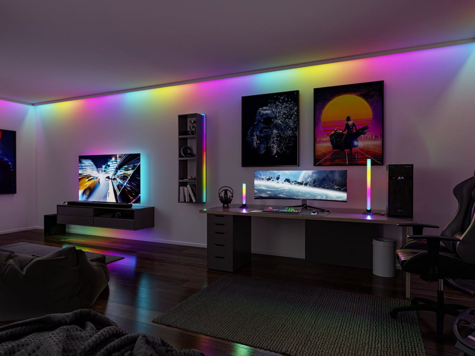 Paulmann LED-Lichterschlauch Entertain LED Schlauch Black Neon RGB+, Farbwechsler & Farbsteuerung & Dimmer