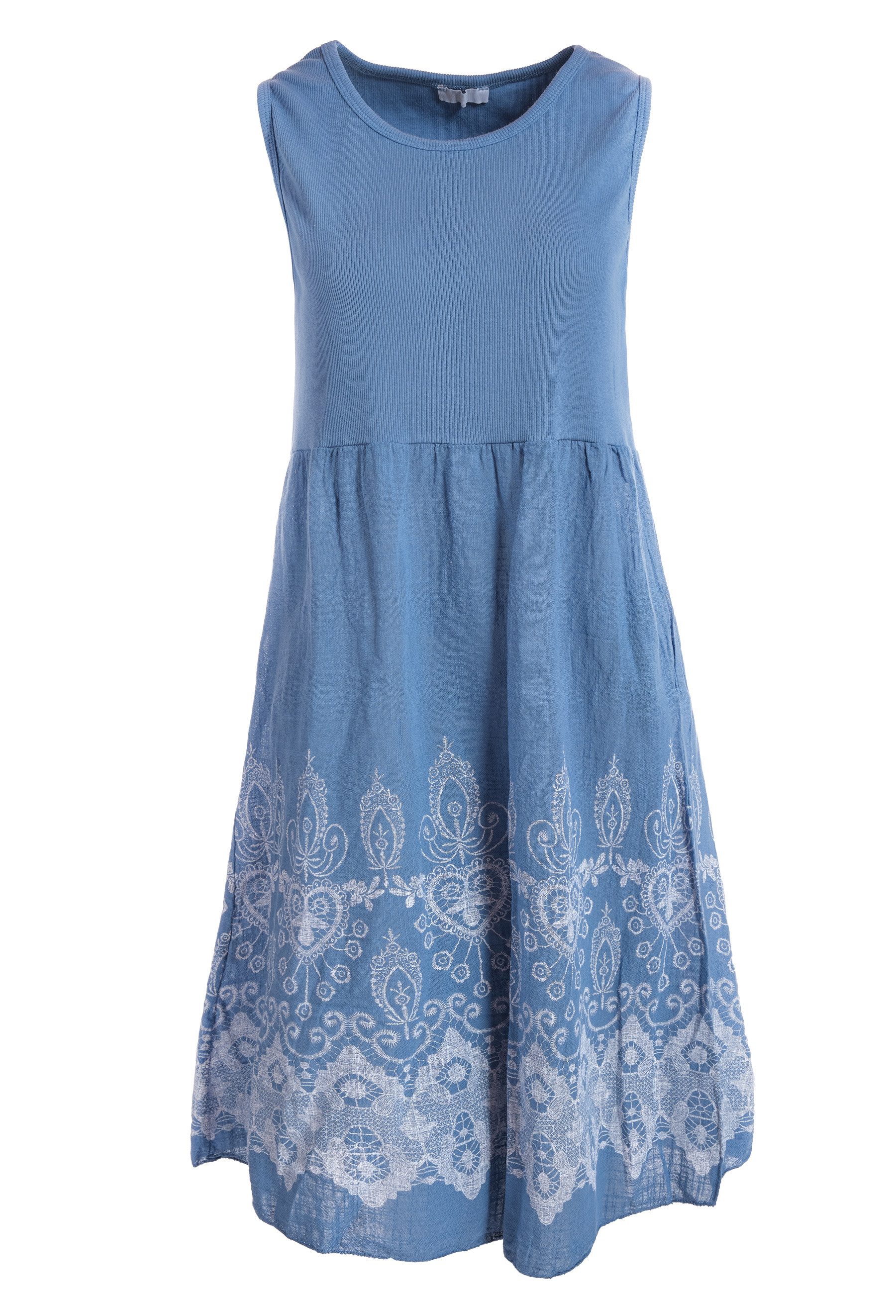 PEKIVESSA Sommerkleid Ärmelloses Trägerkleid aus Rippstrick Rockteil aus Ba günstig online kaufen