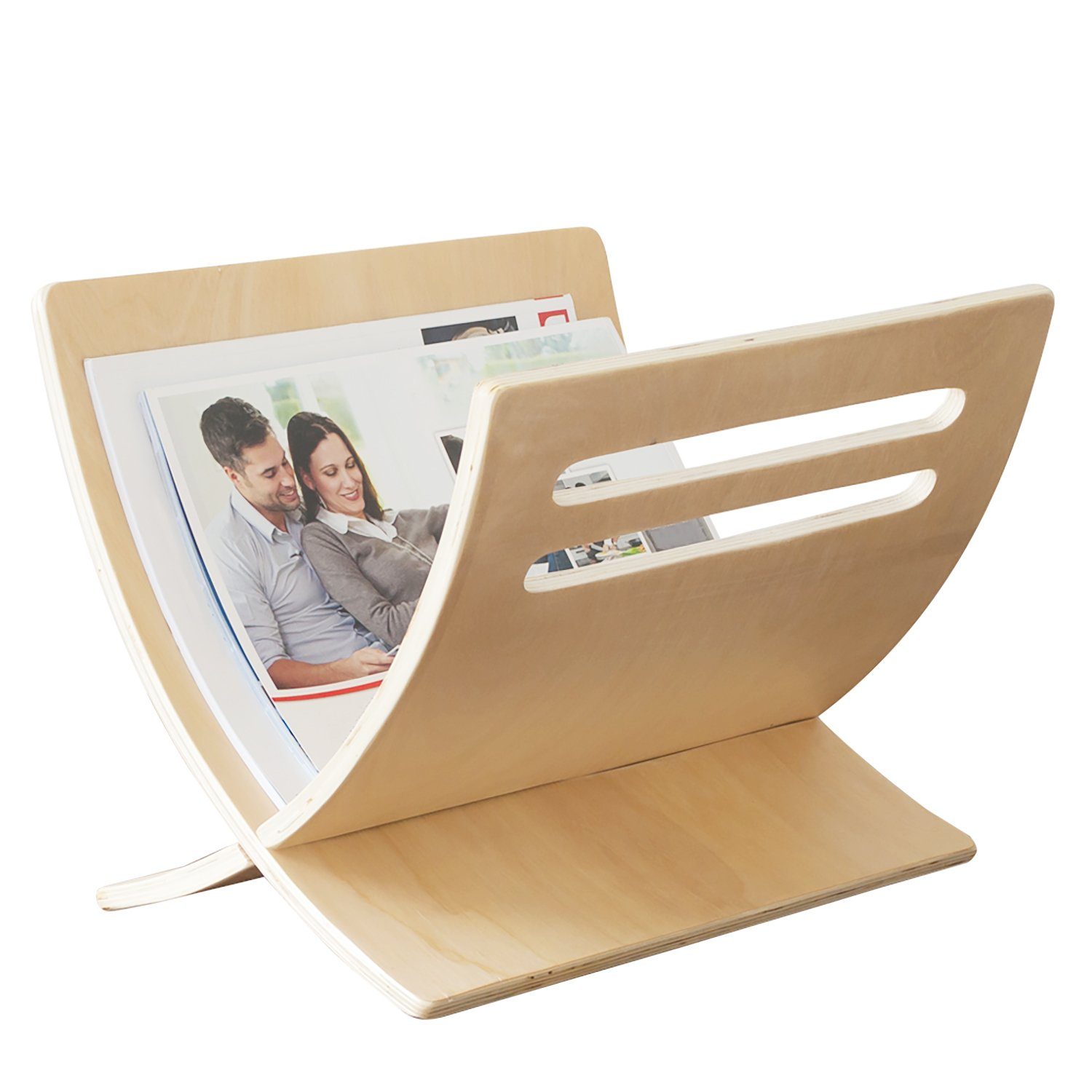 Homestyle4u Zeitungsständer Magazinhalter Holz Zeitschriftenhalter Magazinständer 2 Fächer, Braun