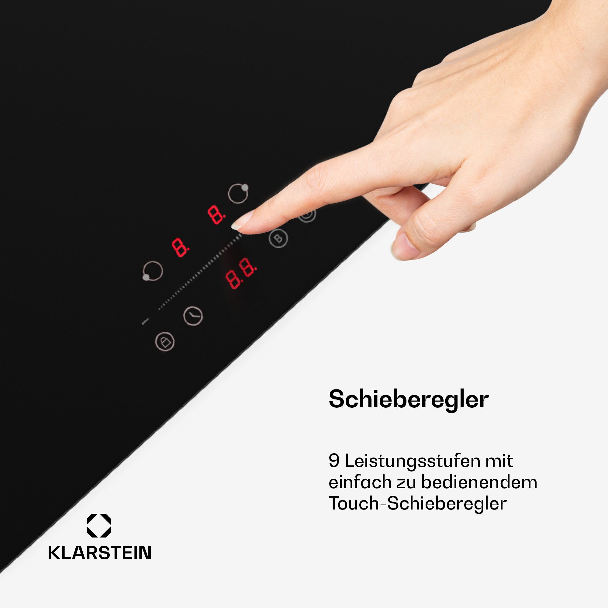 Klarstein Induktions-Kochfeld CeramEase 10046732, Kochfeld 2 Zone Überhitzungsschutz Touch Timer Küche – Bild 5 von 5