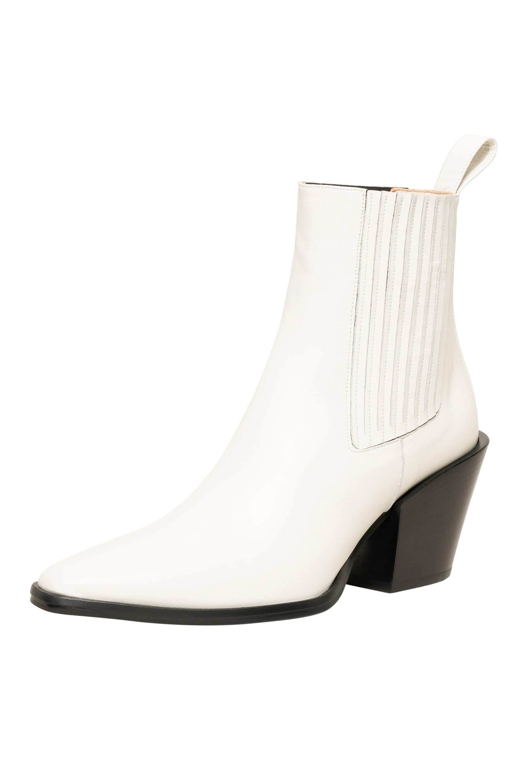 Henry Stevens Madison Stiefelette Cowboy-Boots Damen Schlupfboots Leder Weiß handgefertigt, WB Businessschuh