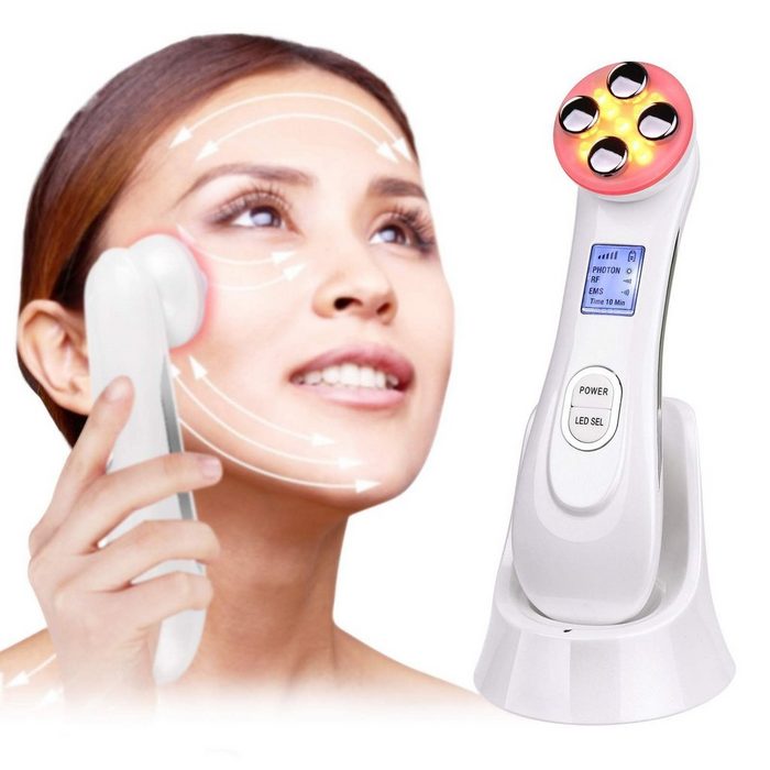Housruse Mikrodermabrasionsgerät Hautstraffungsgerät 5-in-1 LED Lichttherapie Gesichtsmassagegerät für Hautpflege Akne-Straffung Anti Aging