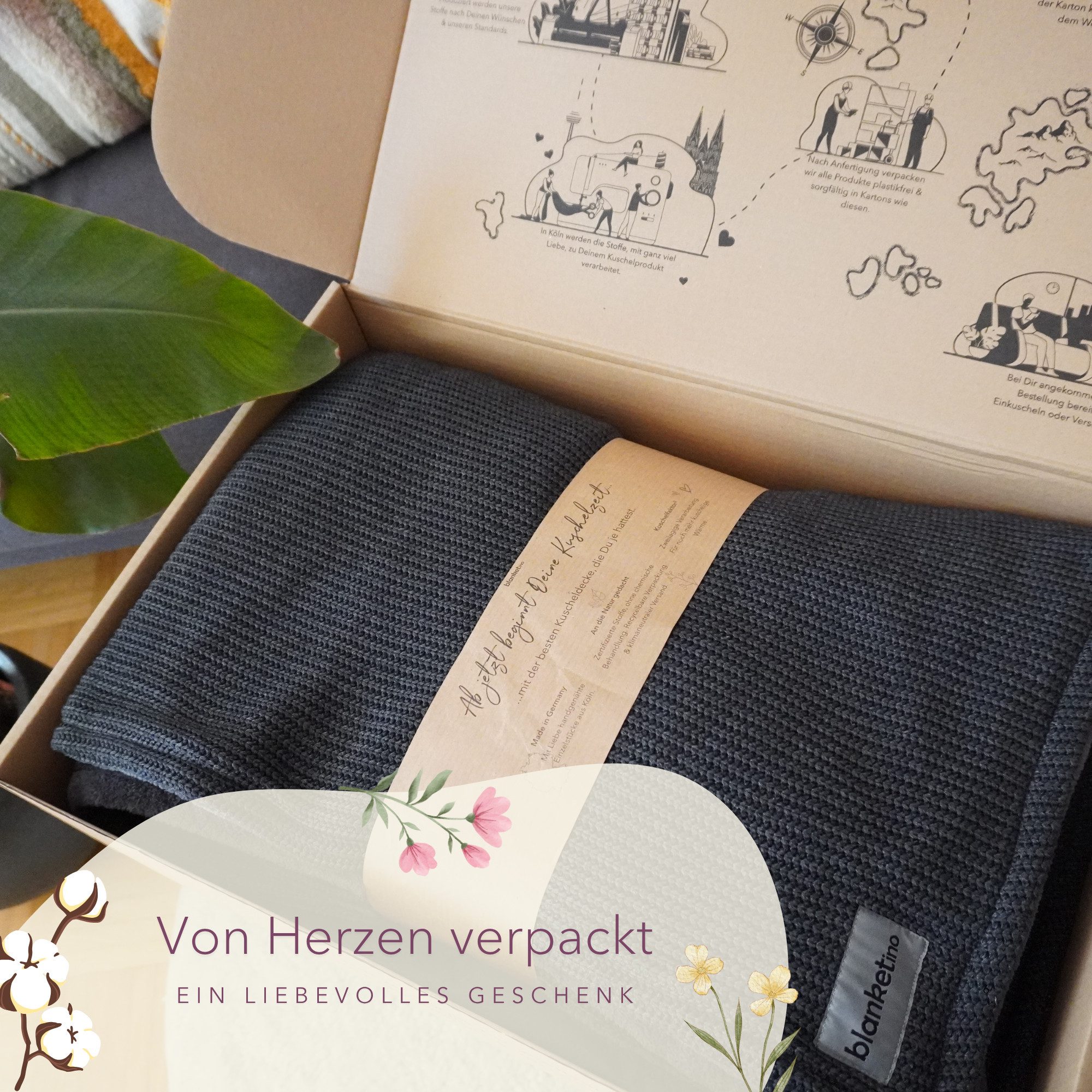 Wohndecke Premium Kuscheldecke mit Baumwollstrick, blanketino, extra voluminös – Bild 5 von 5