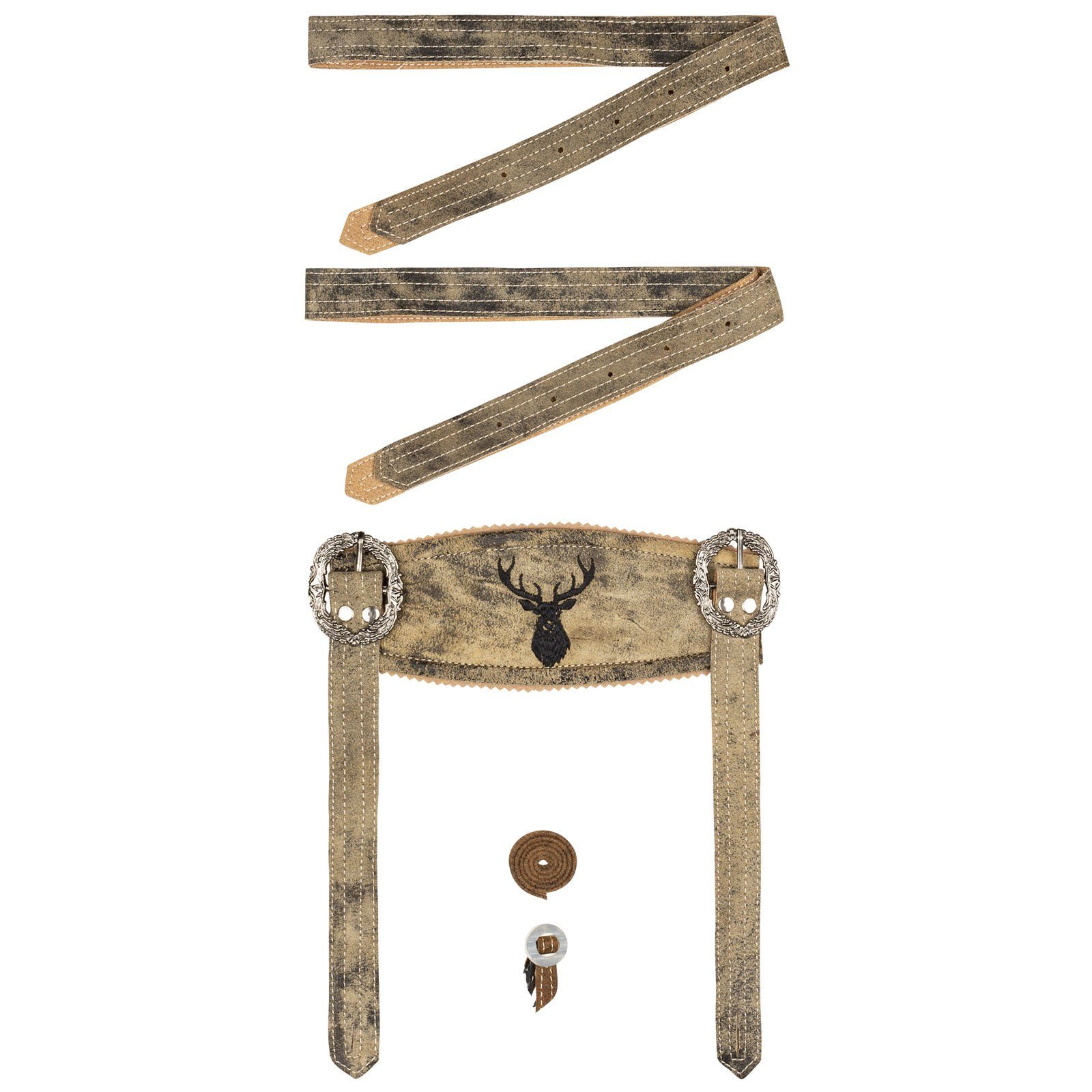 PAULGOS Trachtenhose Herren Lederhose Kurz mit Trägern 100% Echtleder - HK5 ANTIK