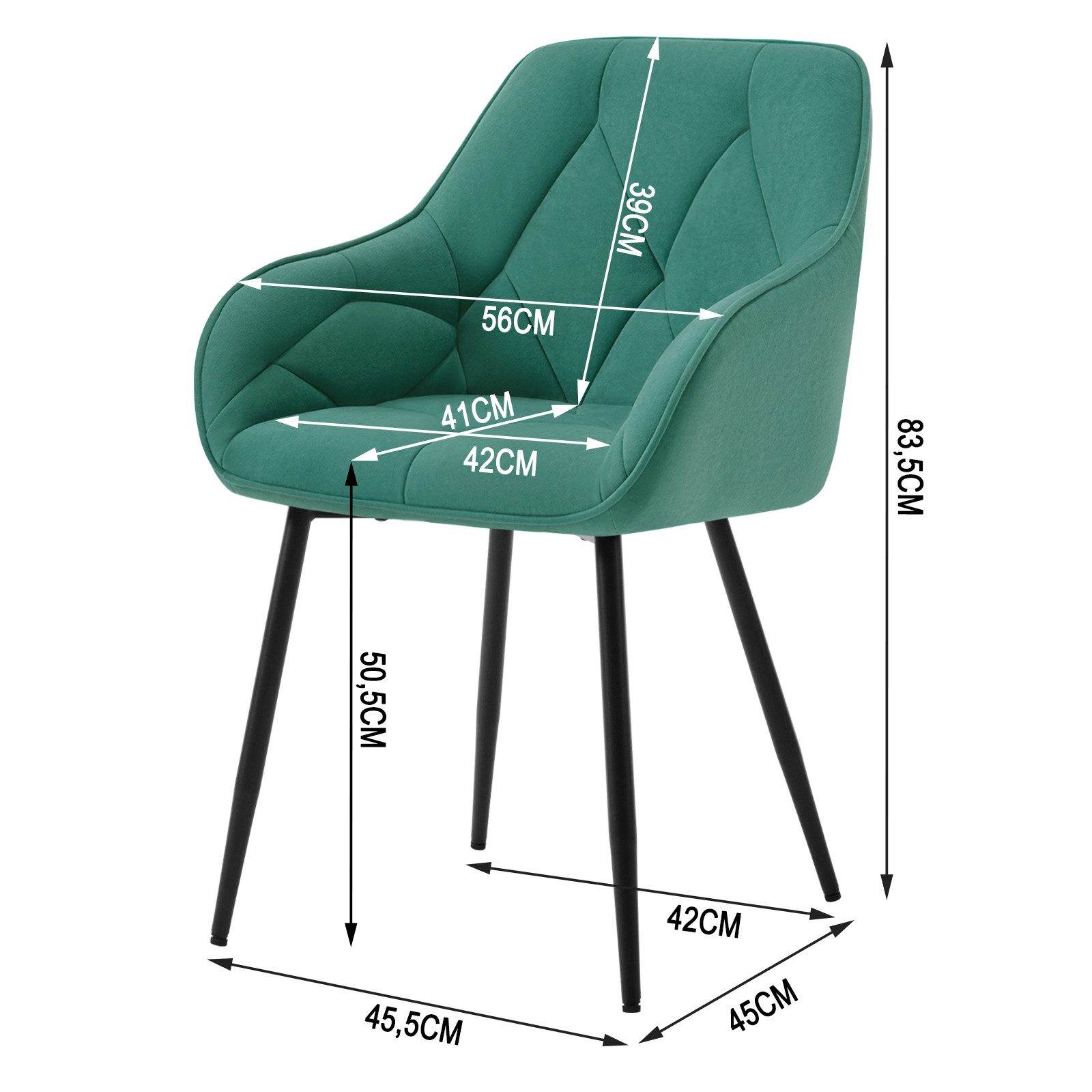 Woltu 4-Fußstuhl (Set, 6 St), Esszimmerstühle ergonomischer aus Samt