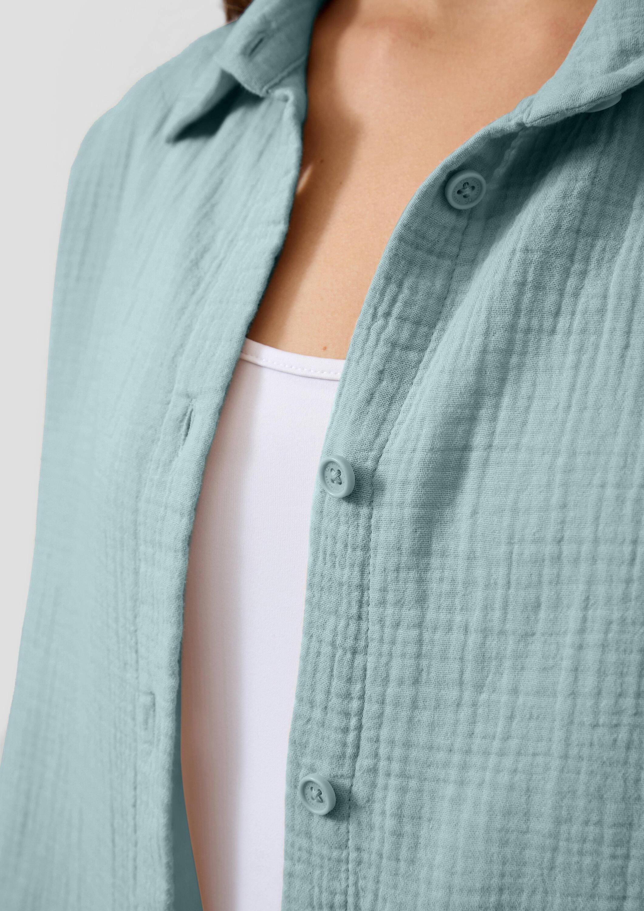 QS Langarmbluse Bluse Hemdbluse aus Musselin günstig online kaufen