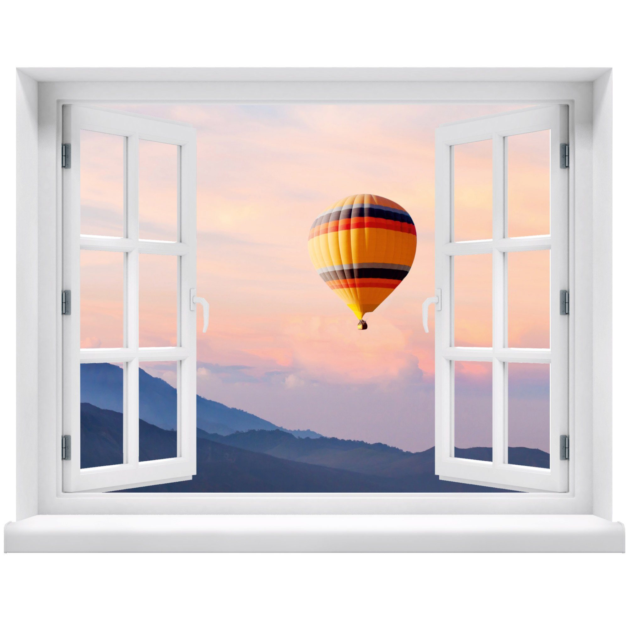WallSpirit Wandsticker "Fensterblick mit Aussicht", Selbstklebend, rückstandslos abziehbar