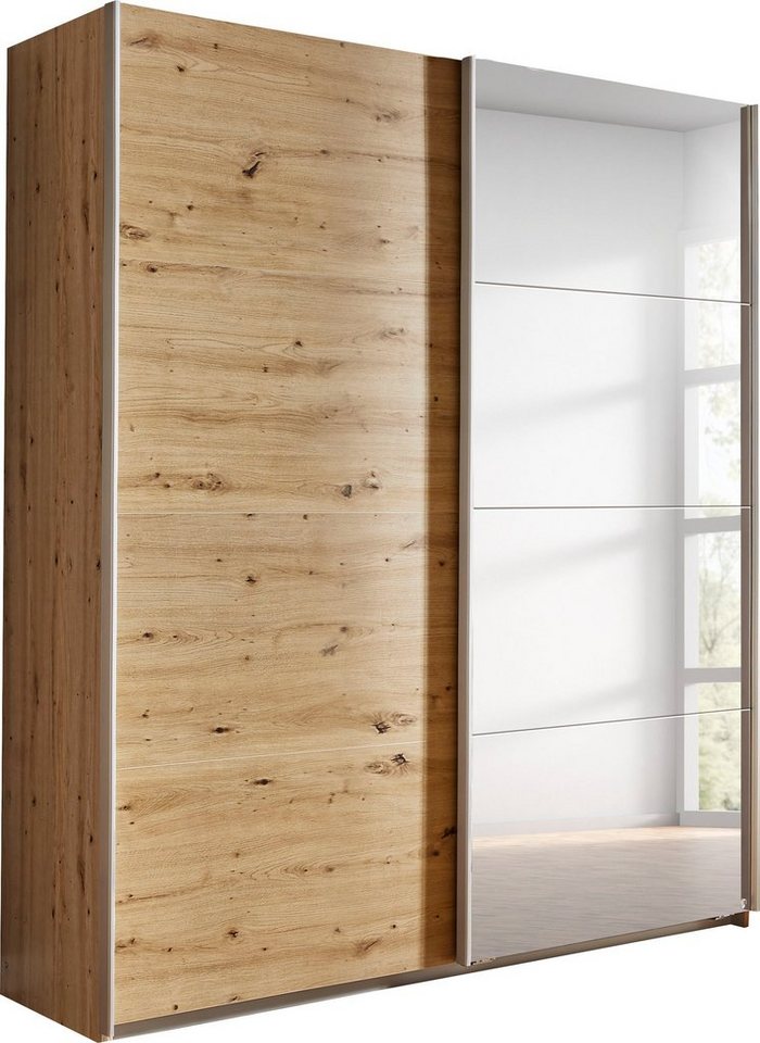 rauch Schwebetürenschrank Subito mit 4 Spiegelelementen, Türen bestehen  jeweils aus 4 Holz- und 4 Spiegelelementen