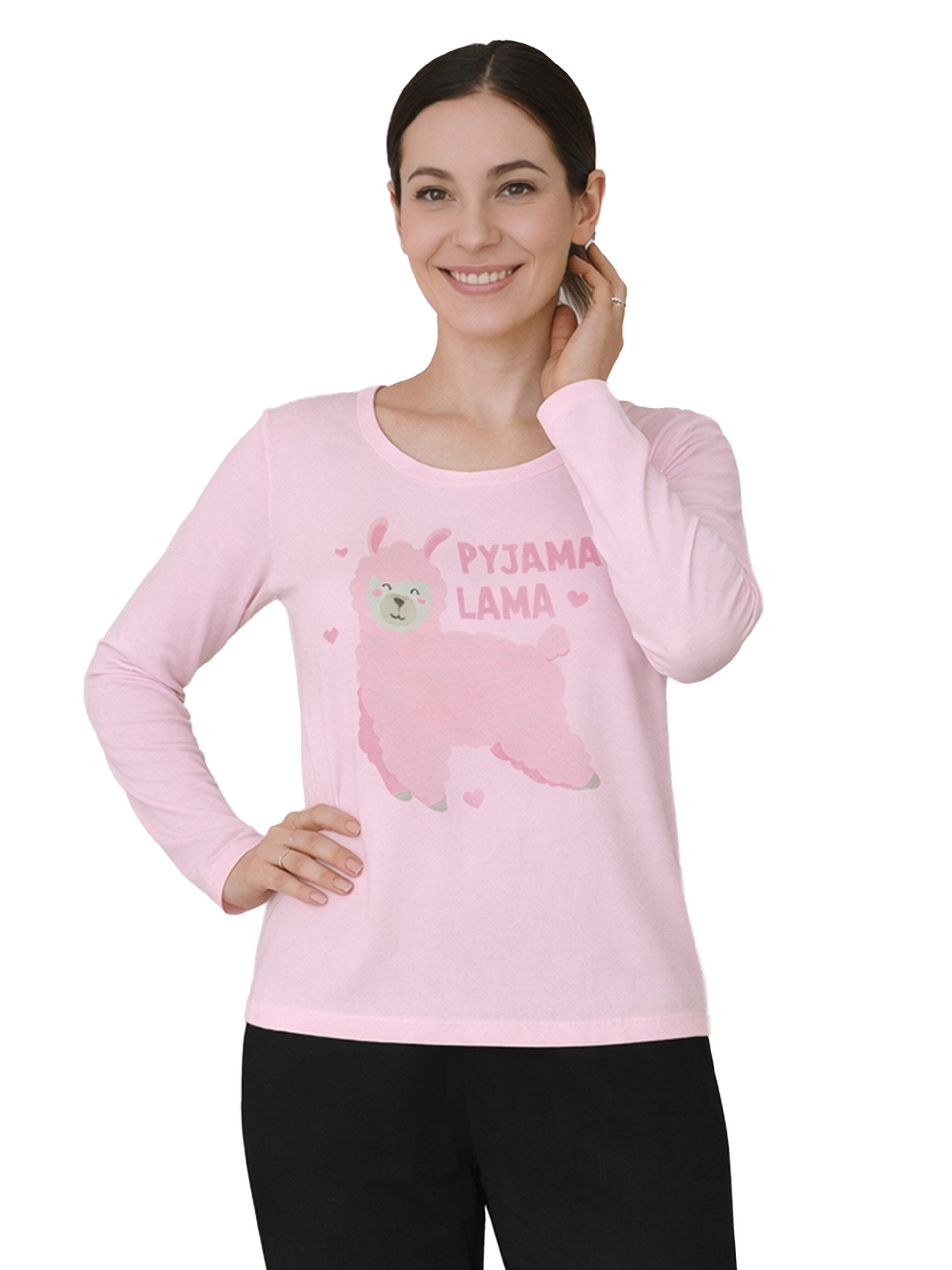 Schlafanzug Schlafanzug Pyjama Lama Set Langarm Oberteil mit Hose