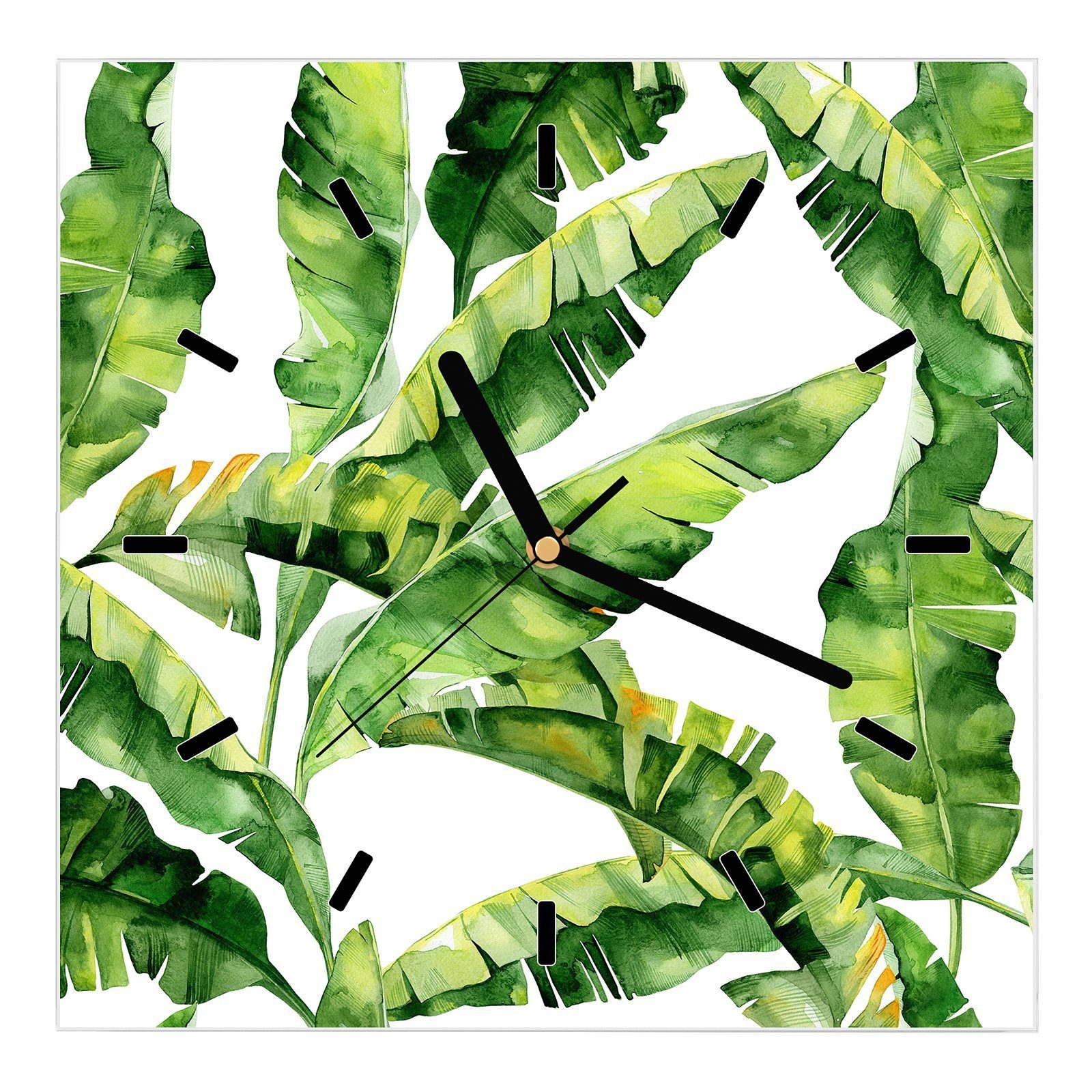 Dschungel 30 Muster x cm Wandkunst mit Glasuhr Primedeco Motiv 30 Größe Wanduhr Wanduhr