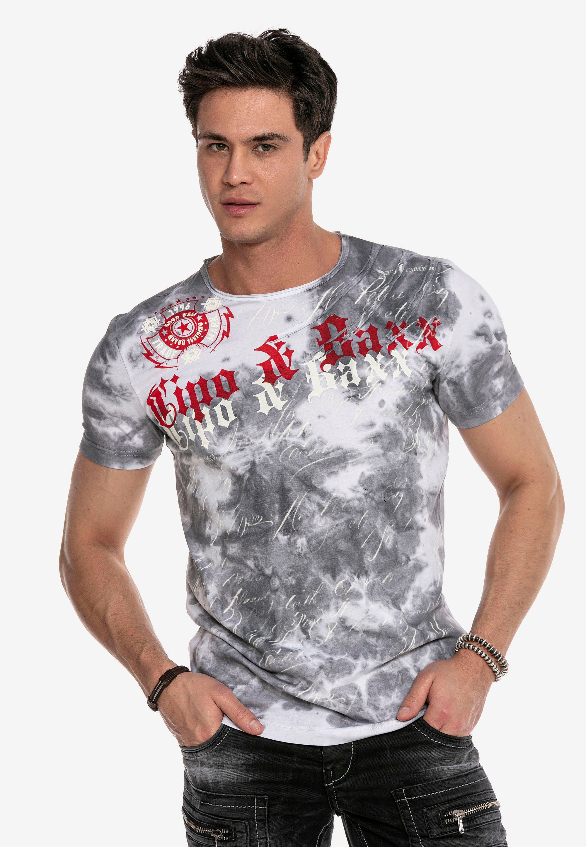 Cipo & Baxx T-Shirt mit trendigem Marken-Frontprint anthrazit