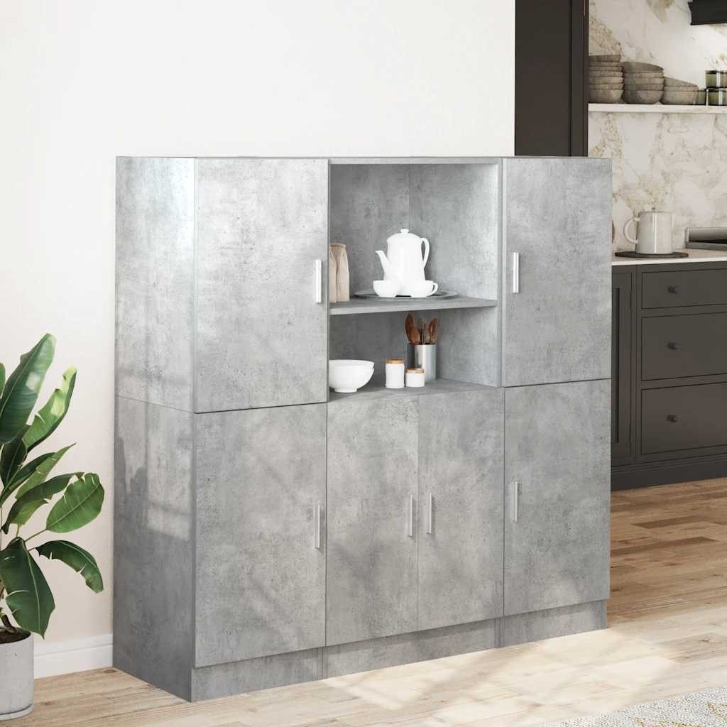 vidaXL Regal 3-tlg. Küchenschrank-Set Betongrau Holzwerkstoff, günstig online kaufen