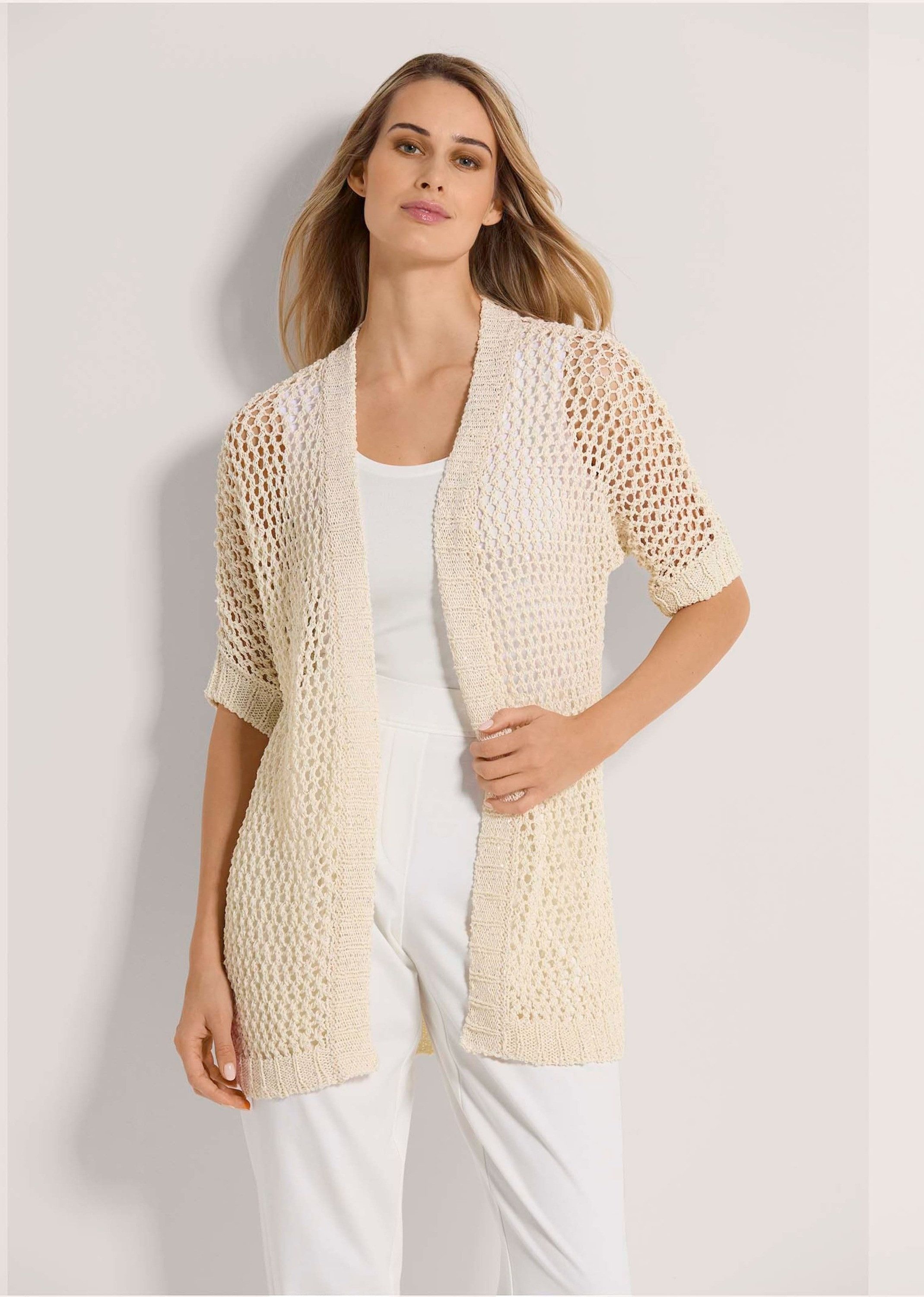 Strickjacke Lange Strickjacke mit Glanz-Effekt