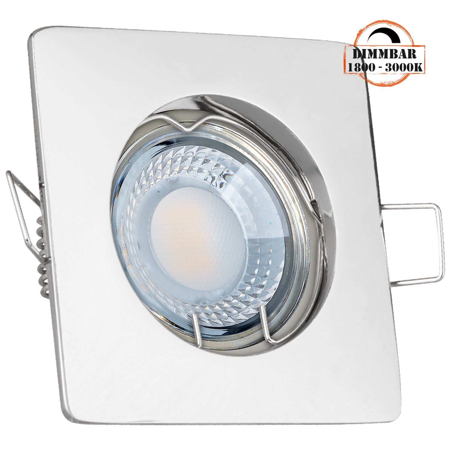 LEDANDO LED Einbaustrahler LED Einbaustrahler Set extra flach in chrom mit 5W LED von LEDANDO - d