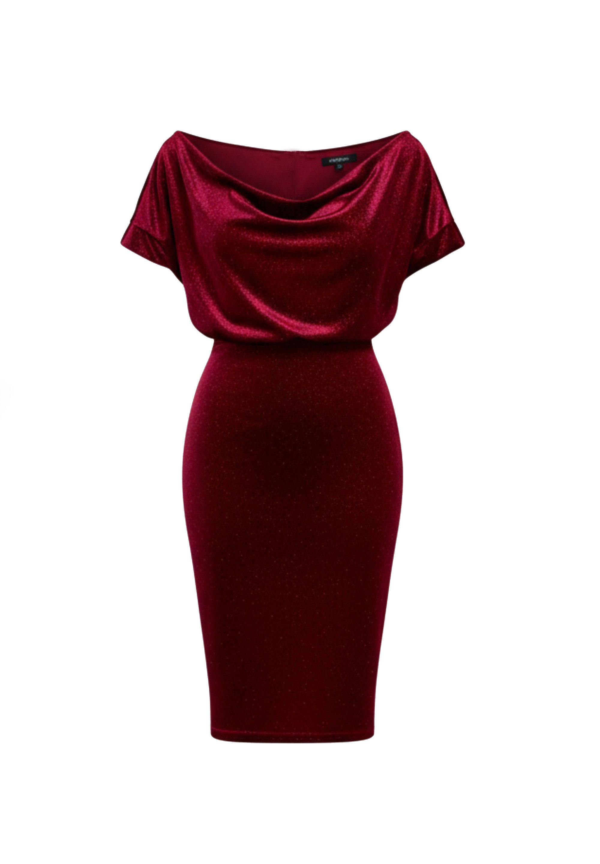 Goddiva Midikleid Glitter Velvet Cowl Neck Sheath Midi Dress Knielang, One günstig online kaufen