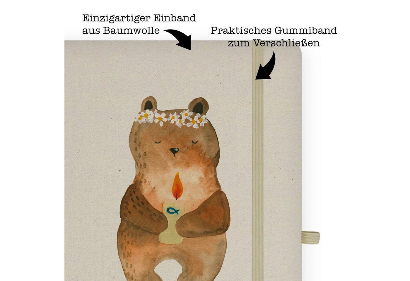 Thumbnail - Mr. & Mrs. Panda Notizbuch Bär Kommunion - Transparent - Geschenk, Notizbuch Aus Baumwolle, Tedd Mr. & Mrs. Panda, Echte...