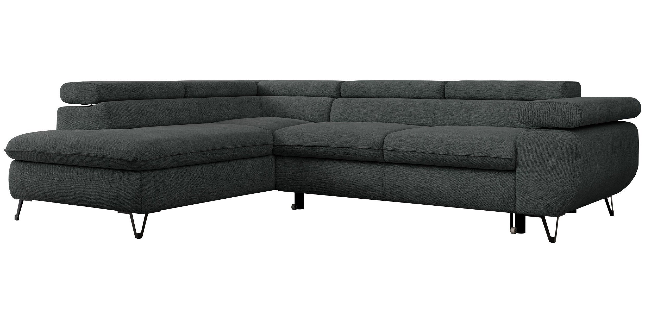 MKS MÖBEL Ecksofa PETER L, Set, Ecksofa L-form, HR35-Schaum, Wellenfederkern, Bettfunktion, Einstellbare Kopfstützen, Bettkasten