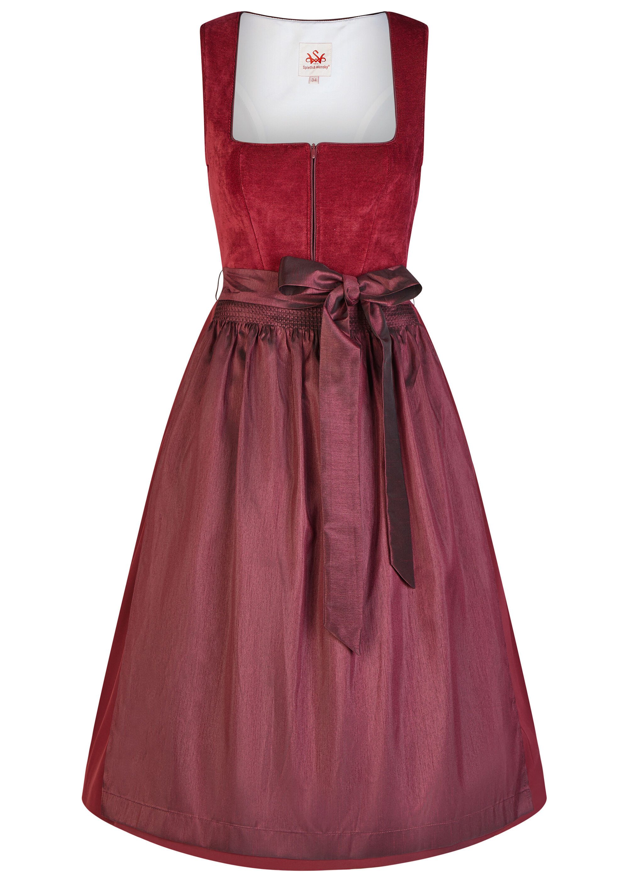 Spieth & Wensky Dirndl Havard leicht gerippter Oberteil, Reißverschluss Vorne